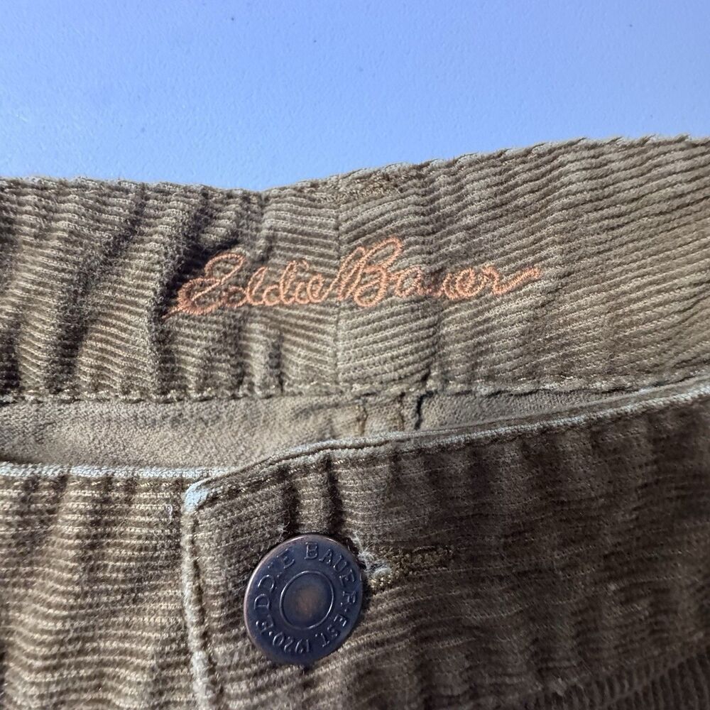 VTG Eddie Bauer Pants Womens Tan Corduroy Boot Cut Stretch Sz 12 90s Minimalism - Picture 4 of 11